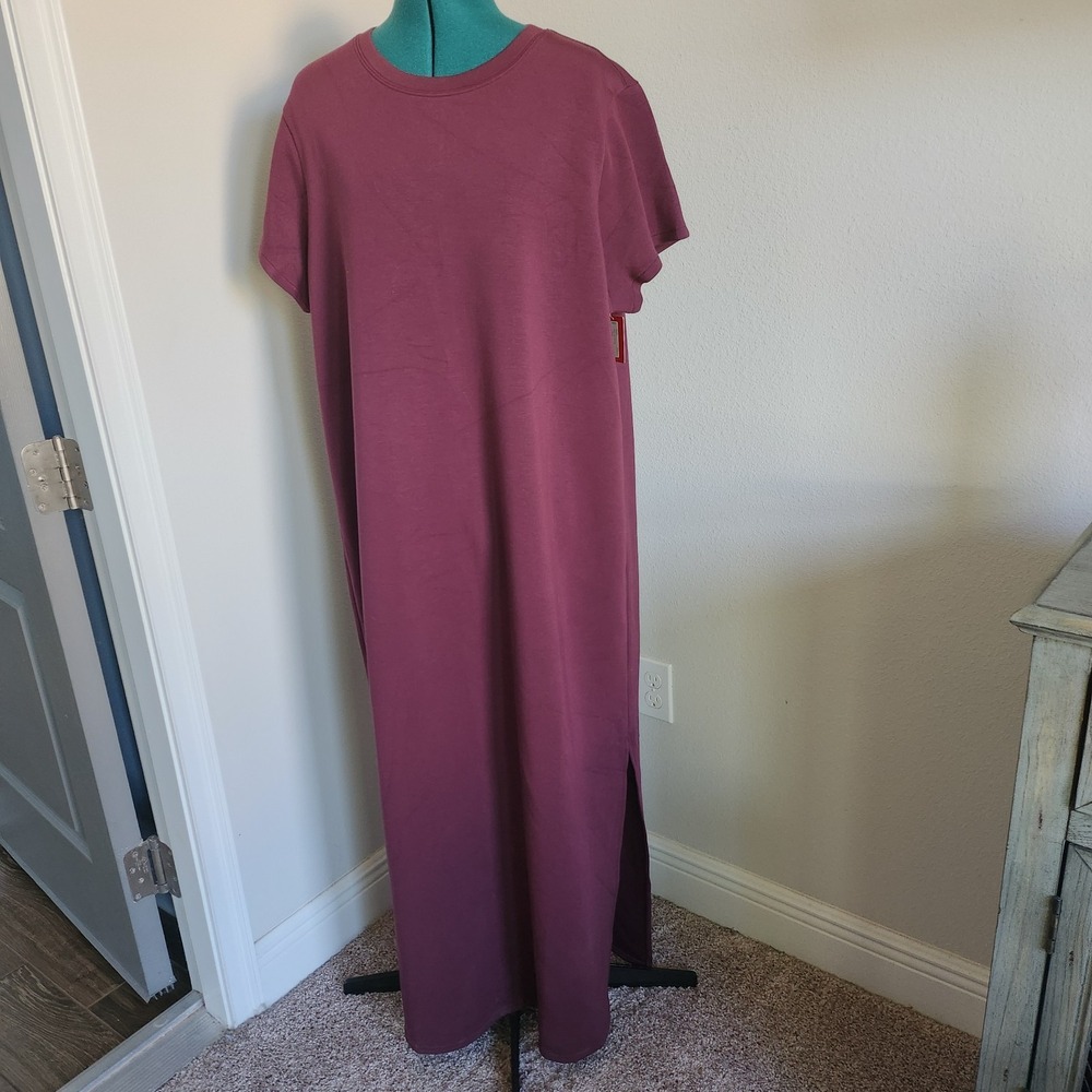 Spanx Air Essentials Maxi Dress Womens 2X Burgundy Super Soft Stretchy NWT